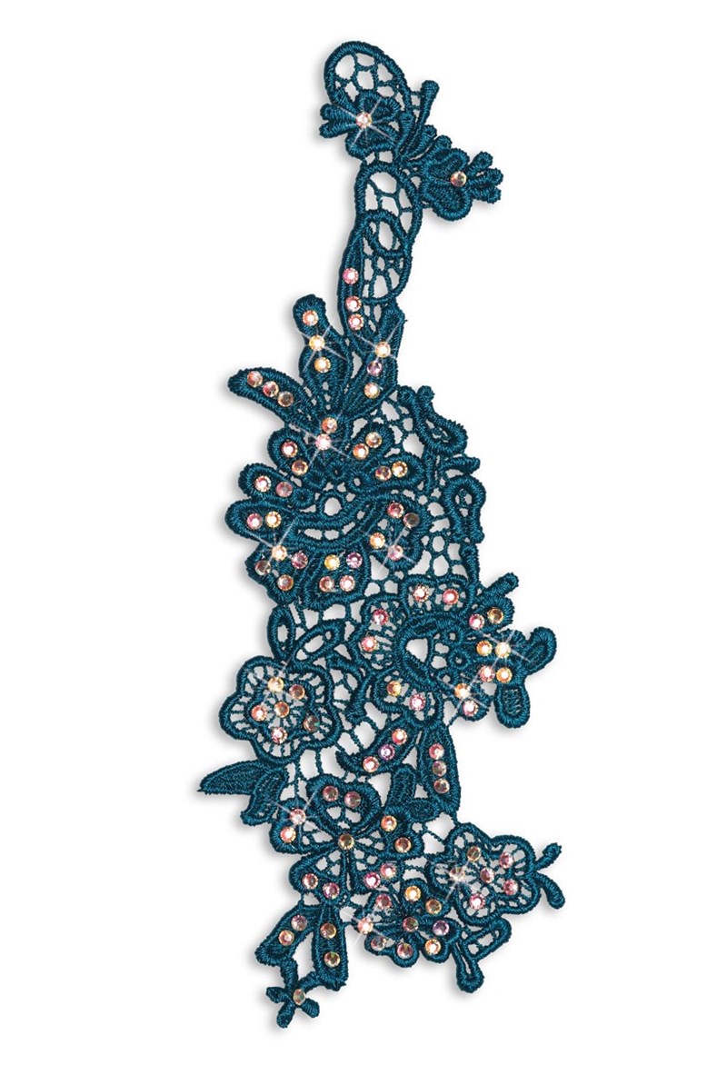 Dance Accessories - Left Applique With Rhinestones - Dark Teal - ADLT - HA141