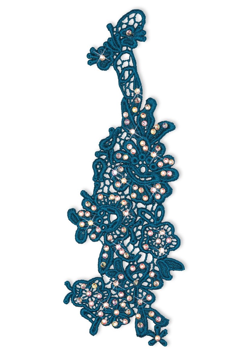 Dance Accessories - Right Applique With Rhinestone - Dark Teal - ADLT - HA142