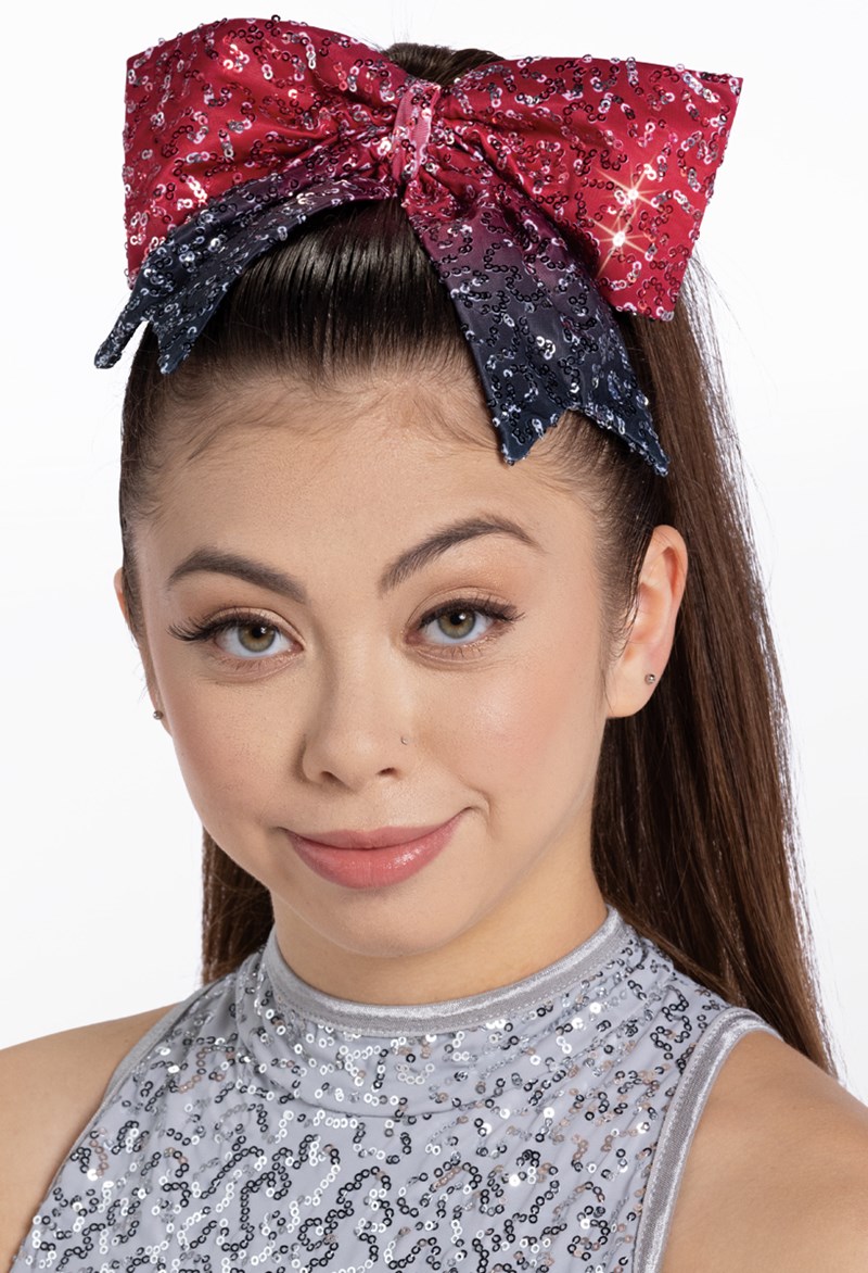 Dance Accessories - Ombre Sequin Hair Bow - Red - OSFA - HA190