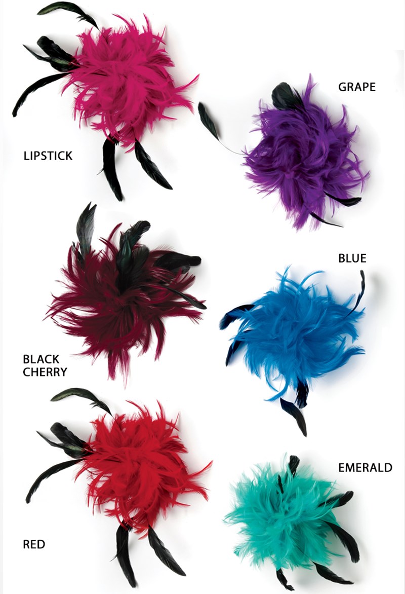 Dance Accessories - Feather Pouf Hair Clip - Black Cherry - OSFA - HA31