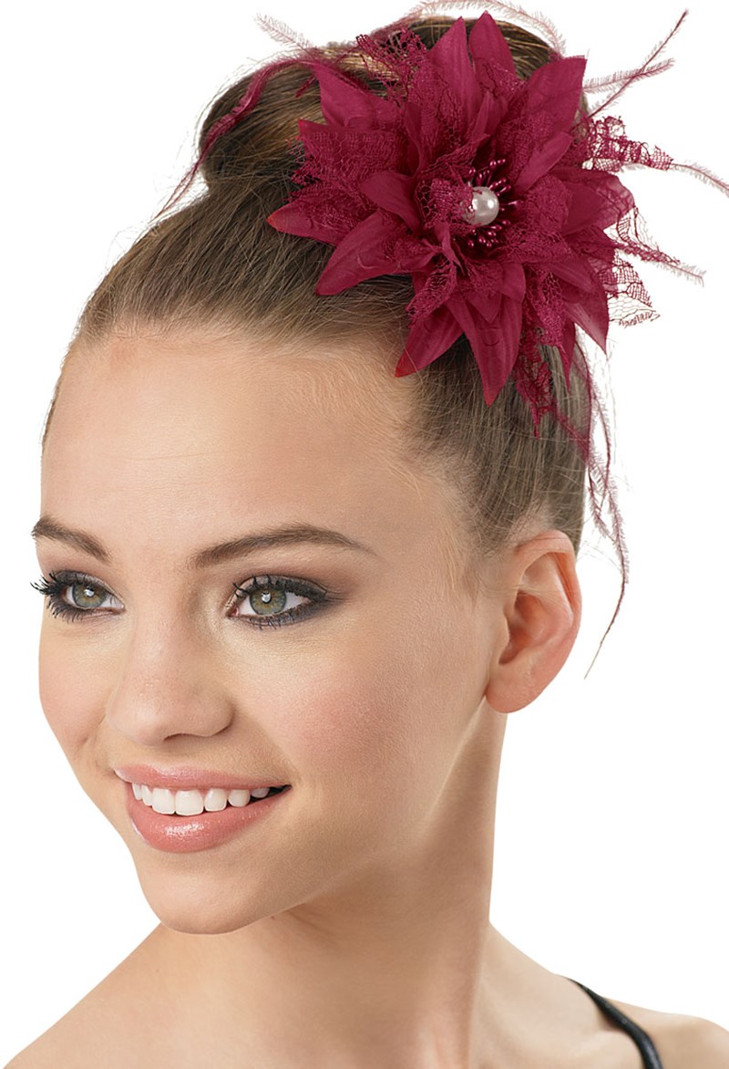 Balera Lace and Feather Hair Flower - Slate Blue - HA62