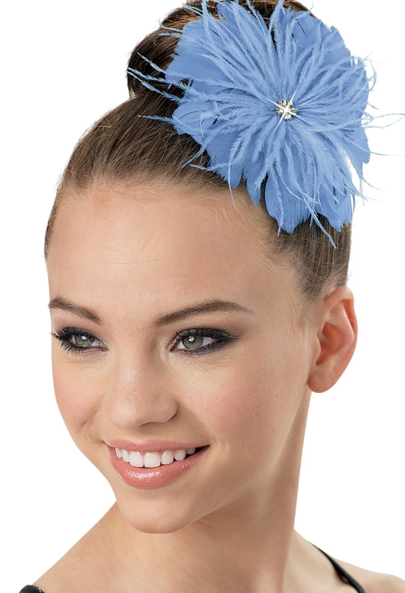 Dance Accessories - Feather Flower Hair Clip - Periwinkle - OSFA - HA63