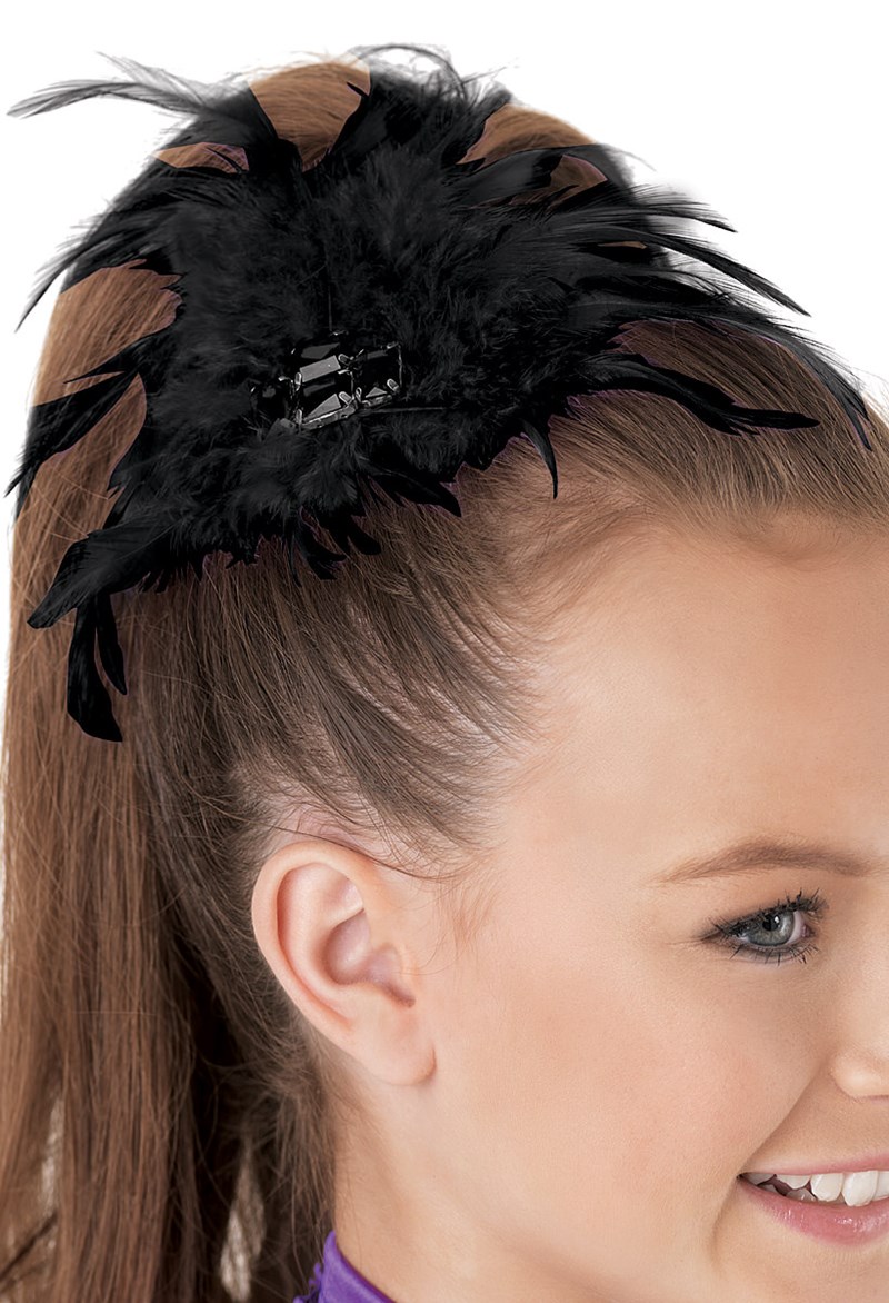 Dance Accessories - Feather Jewel Hair Clip - Black - OSFA - HA89