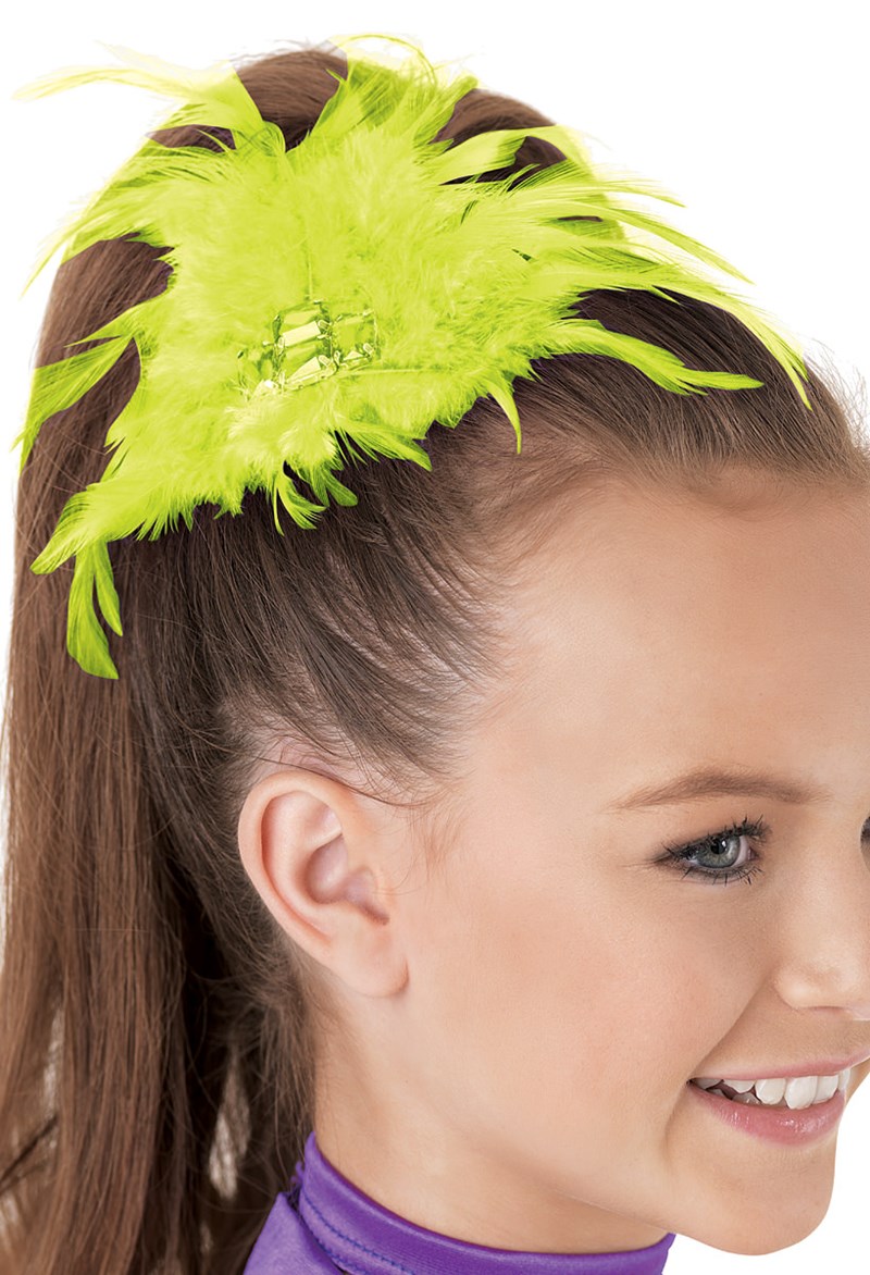 Dance Accessories - Feather Jewel Hair Clip - Chartreuse - OSFA - HA89