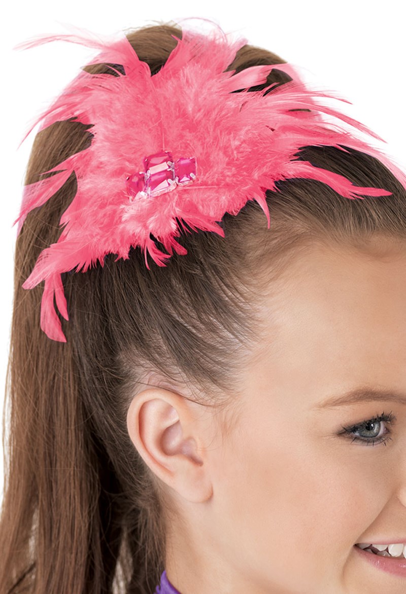 Dance Accessories - Feather Jewel Hair Clip - Magic Pink - OSFA - HA89