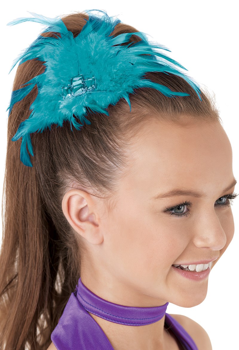 Dance Accessories - Feather Jewel Hair Clip - Turquoise - OSFA - HA89