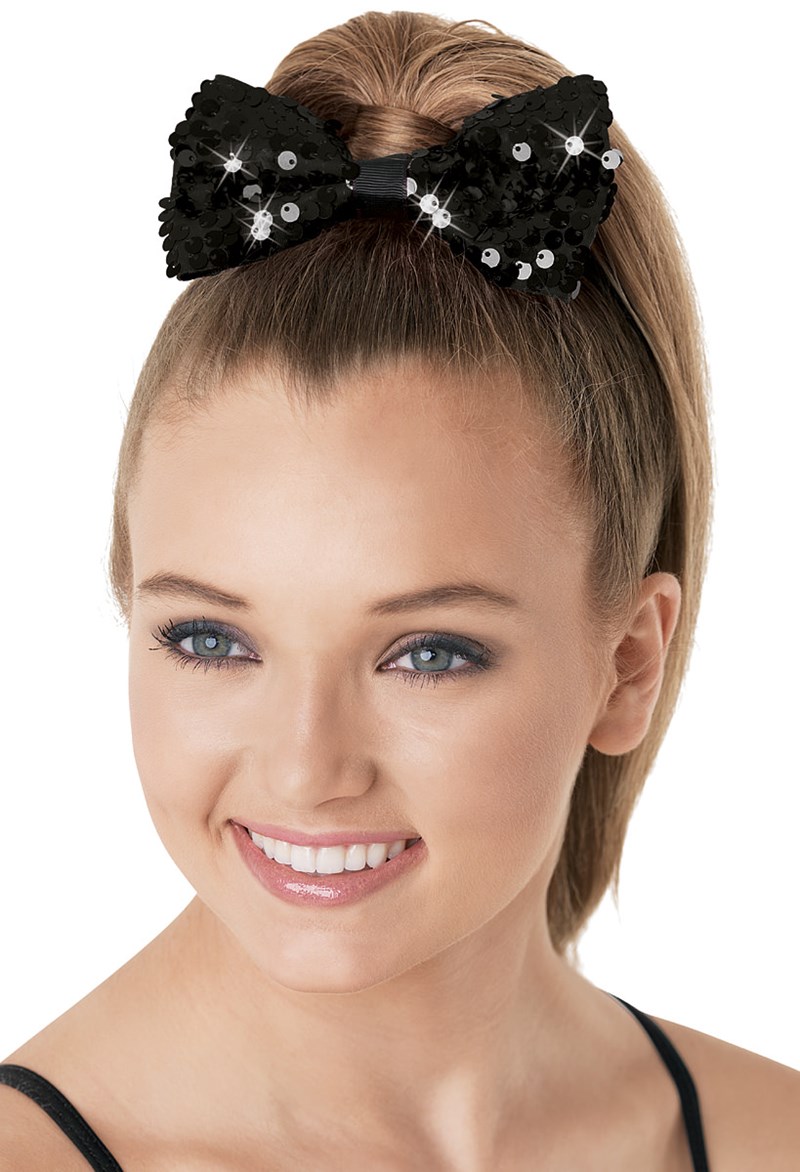 Dance Accessories - Ultra Sparkle Hair Bow - Black - OSFA - HA90