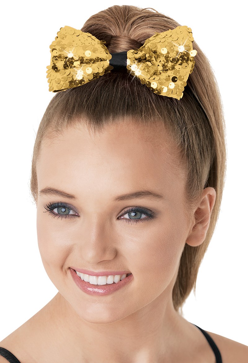 Dance Accessories - Ultra Sparkle Hair Bow - Gold - OSFA - HA90