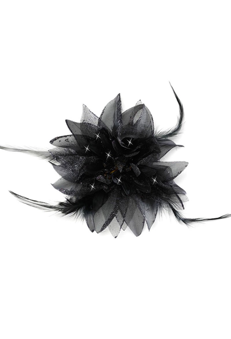 Dance Accessories - Feathered Flower Clip - Black - OSFA - HA9