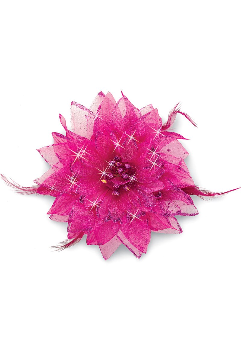 Dance Accessories - Feathered Flower Clip - Fuchsia - OSFA - HA9