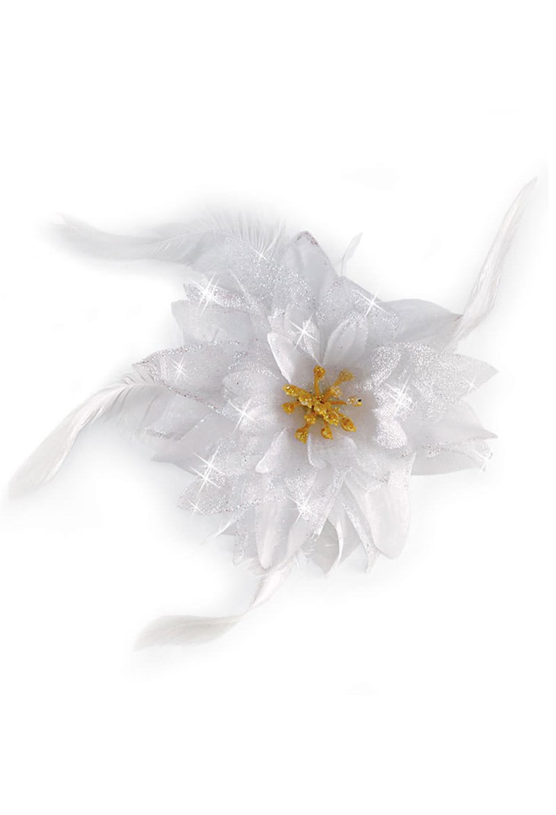 Dance Accessories - Feathered Flower Clip - White - OSFA - HA9