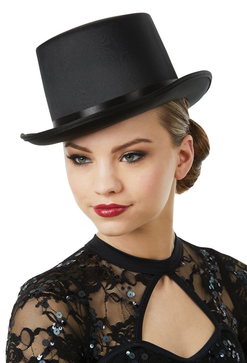 Dance Accessories - Solid Color Top Hat - Black - OSFA - HAT76