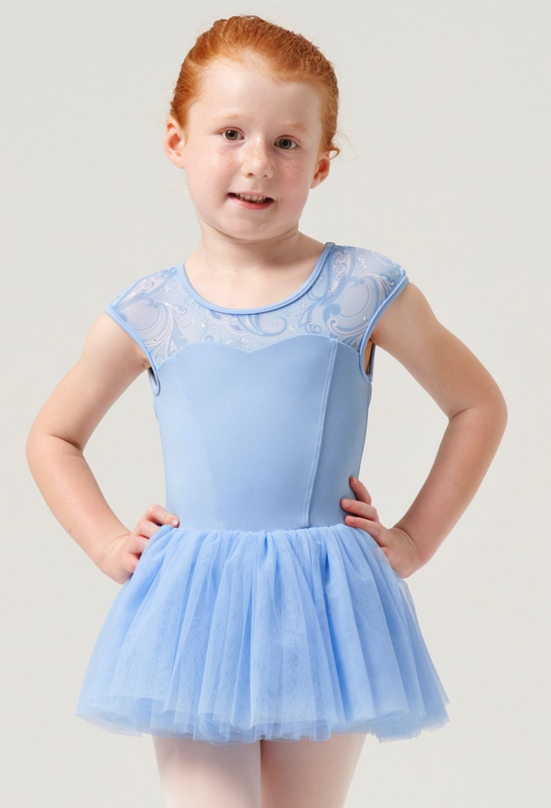 Dance Dresses - Mirella Paisley Mesh Dress - Blue - 6X/7 - M1557C