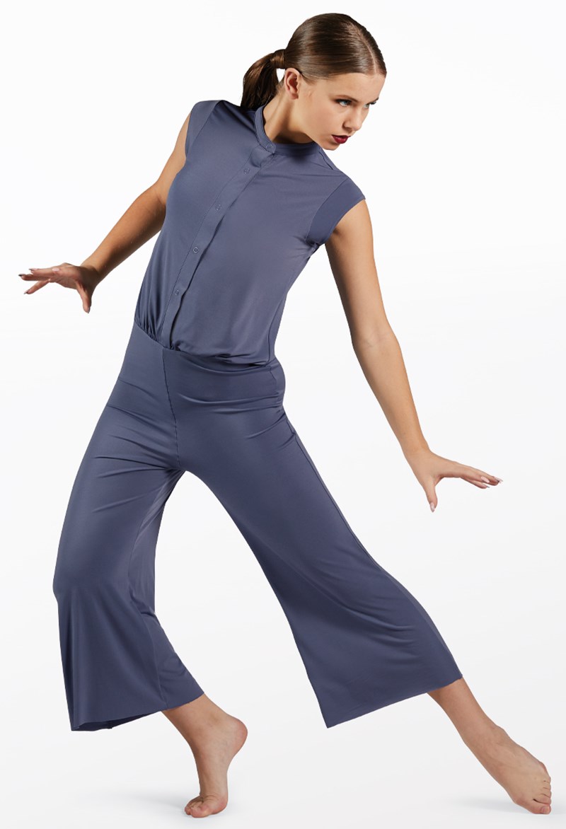 Dance Leotards - Snap Front Jumpsuit - Slate Blue - Small Adult - MJ11818