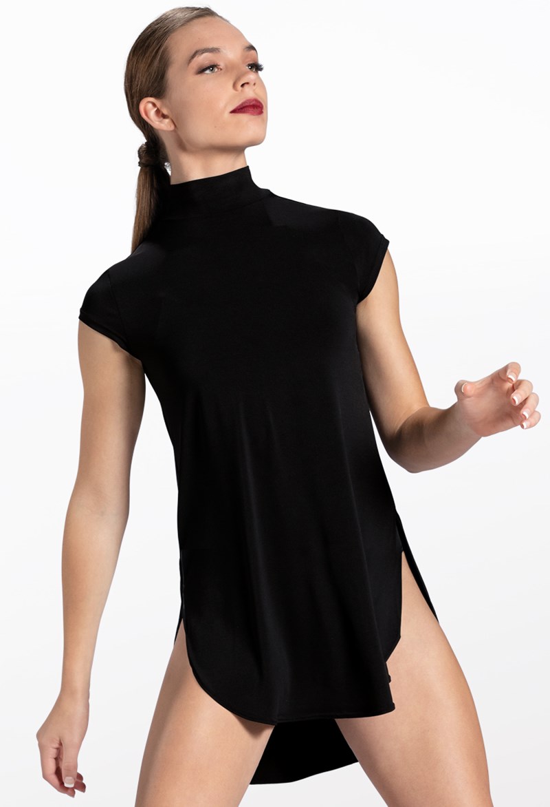 Dance Dresses - Mock Neck Tee Dress - Black - Medium Adult - MJ12796