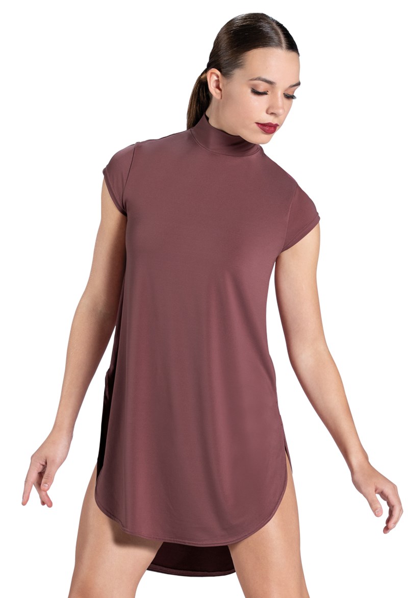 Dance Dresses - Mock Neck Tee Dress - ROSEWOOD - Large Child - MJ12796