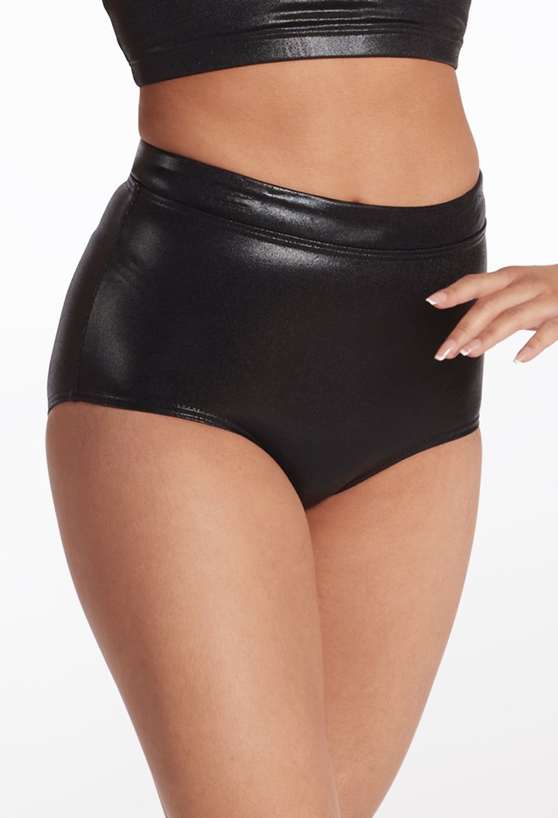 Dance Shorts - Premium Metallic Briefs - Black - Intermediate Child - ML9319