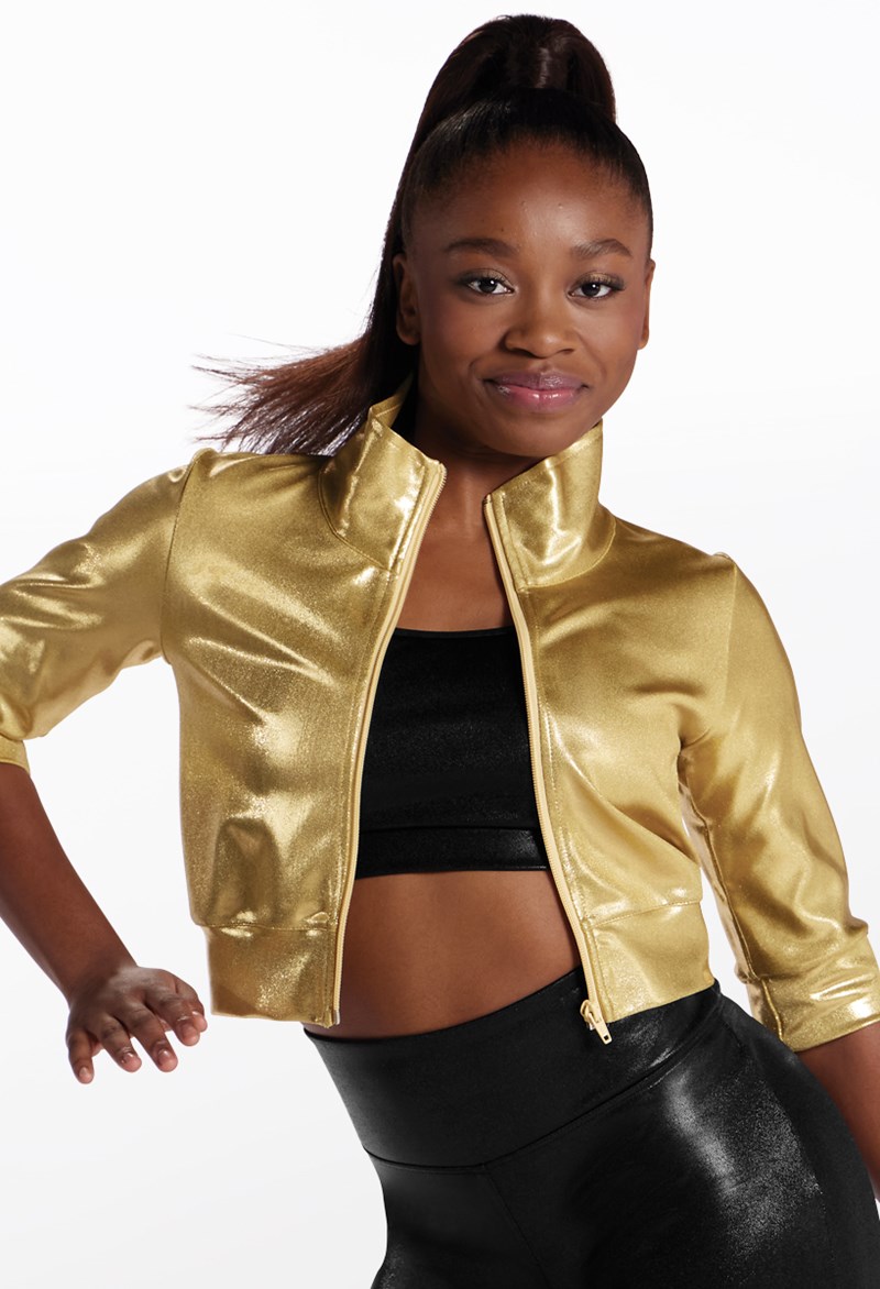 Dance Tops - Cropped Metallic Jacket - Gold - Small Child - ML9703