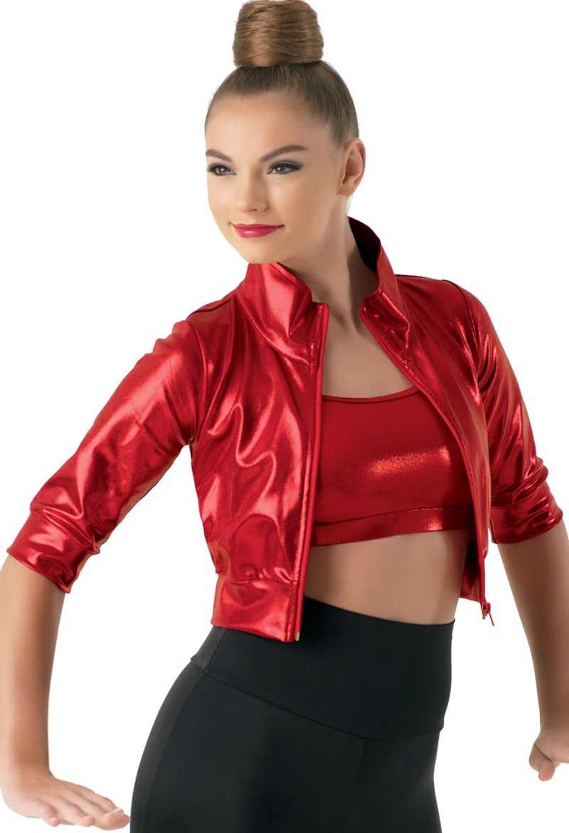 Dance Tops - Cropped Metallic Jacket - Red - Medium Adult - ML9703