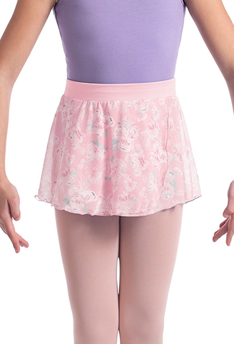 Dance Skirts and Tutus - Mirella Kids Floral Mesh Skirt - PINK FLORAL - 12/14 - MS147C