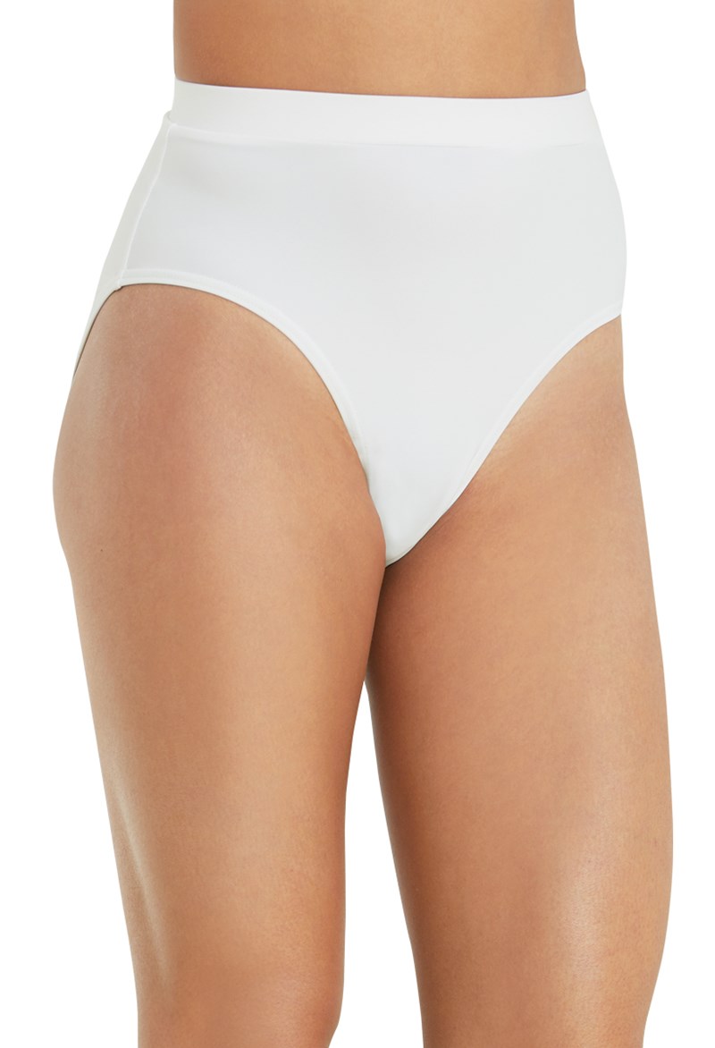 Dance Shorts - Natural Waist High Leg Brief - White - Small Child - MT10011