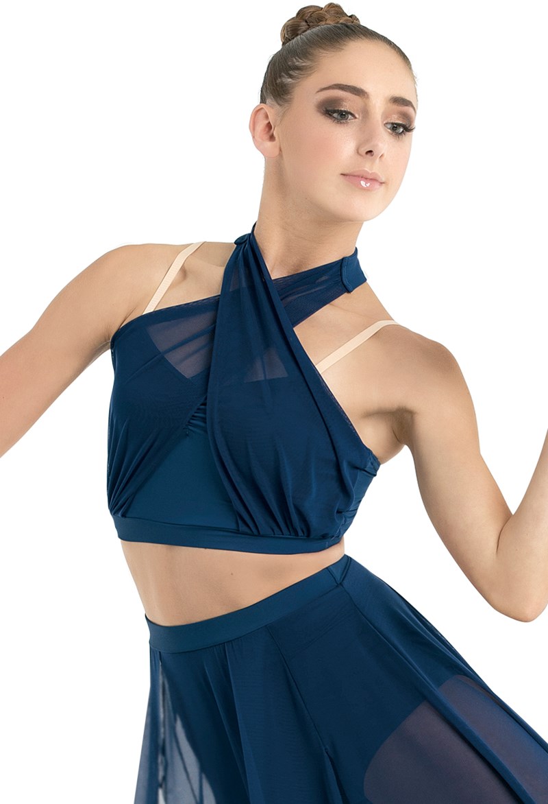 Mesh Halter Wrap Crop Top
