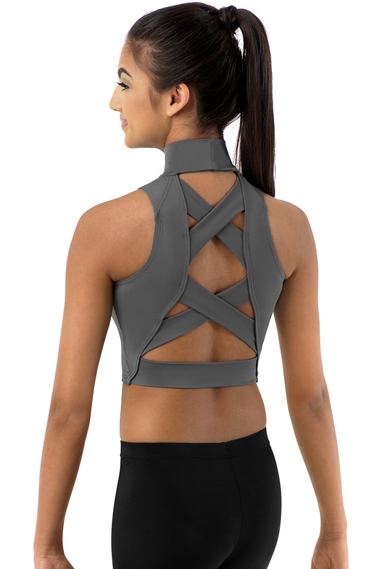 Dance Tops - Crop Top With Crisscross Back - Gray - Extra Small Adult - MT10243