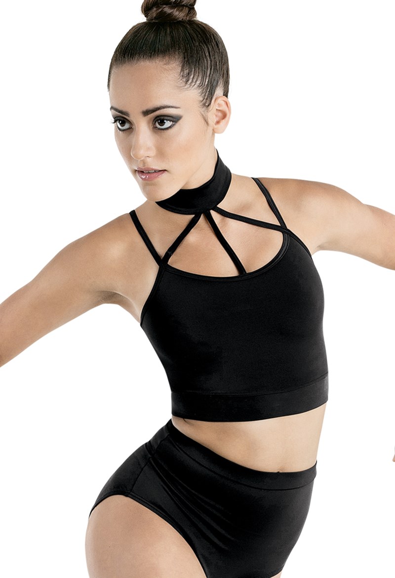 Cage Strap Mock Neck Crop Top