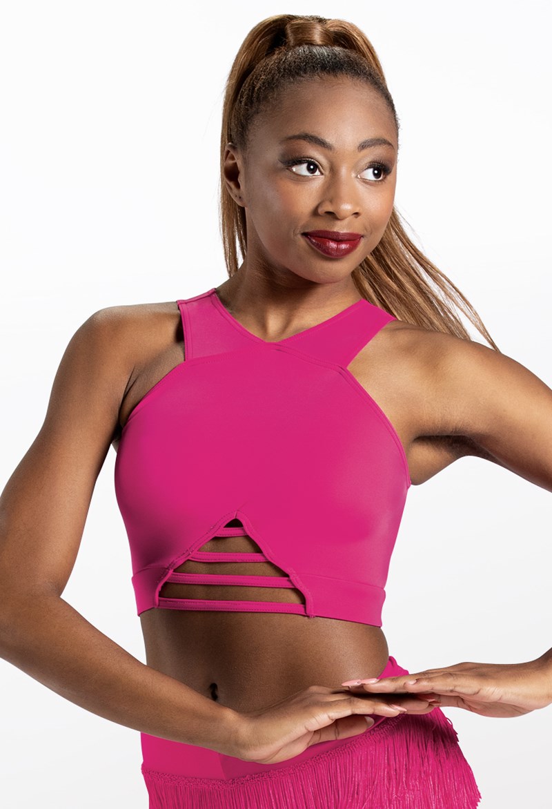 Dance Tops - Lattice Front Crop Top - Lipstick - Extra Large Adult - MT10485