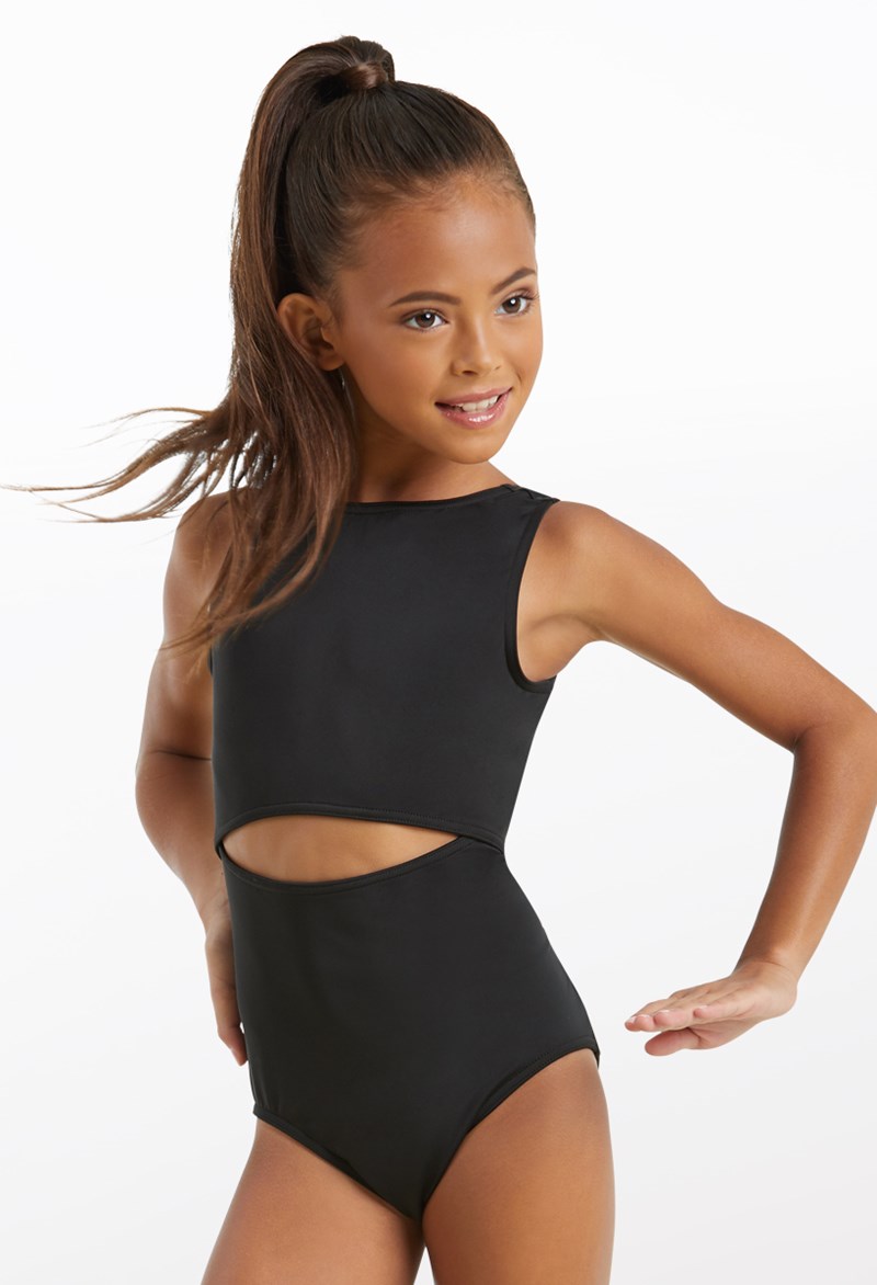 Dance Leotards - Keyhole Front Leotard - Black/White - Large Adult - MT10879