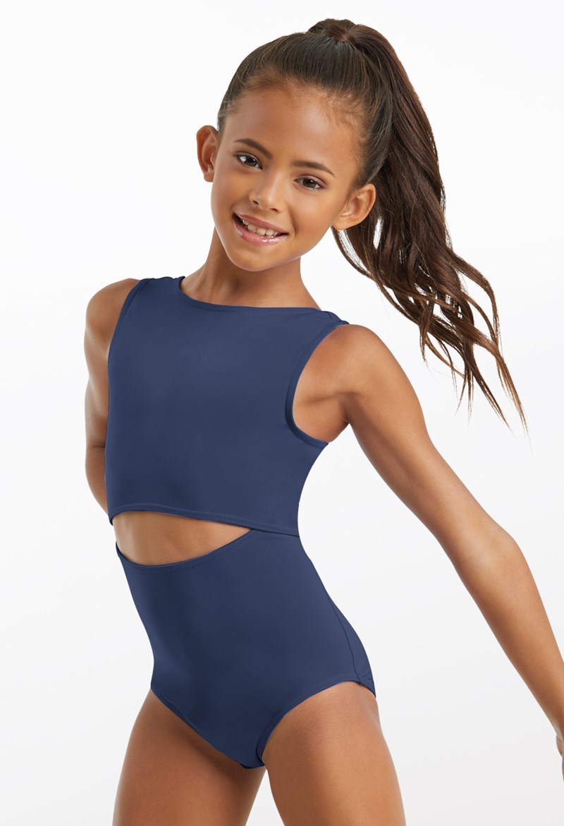 Dance Leotards - Keyhole Front Leotard - NAVY/EMERALD - Large Adult - MT10879