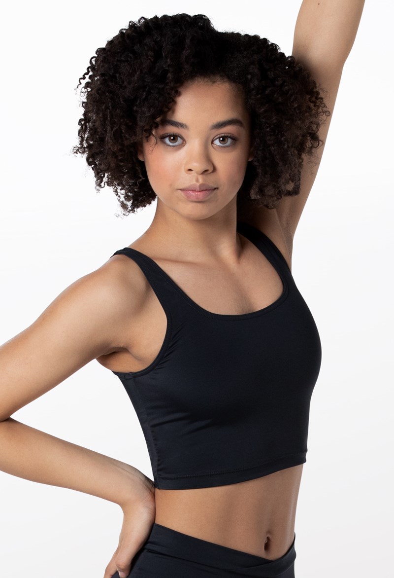 Dance Tops - Square Neck Crop Top - Black - Large Child - MT11075