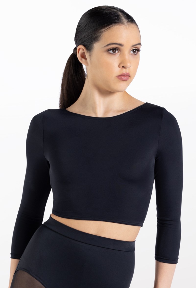 Dance Tops - Boat Neck Crop Top - Black - Medium Adult - MT12224