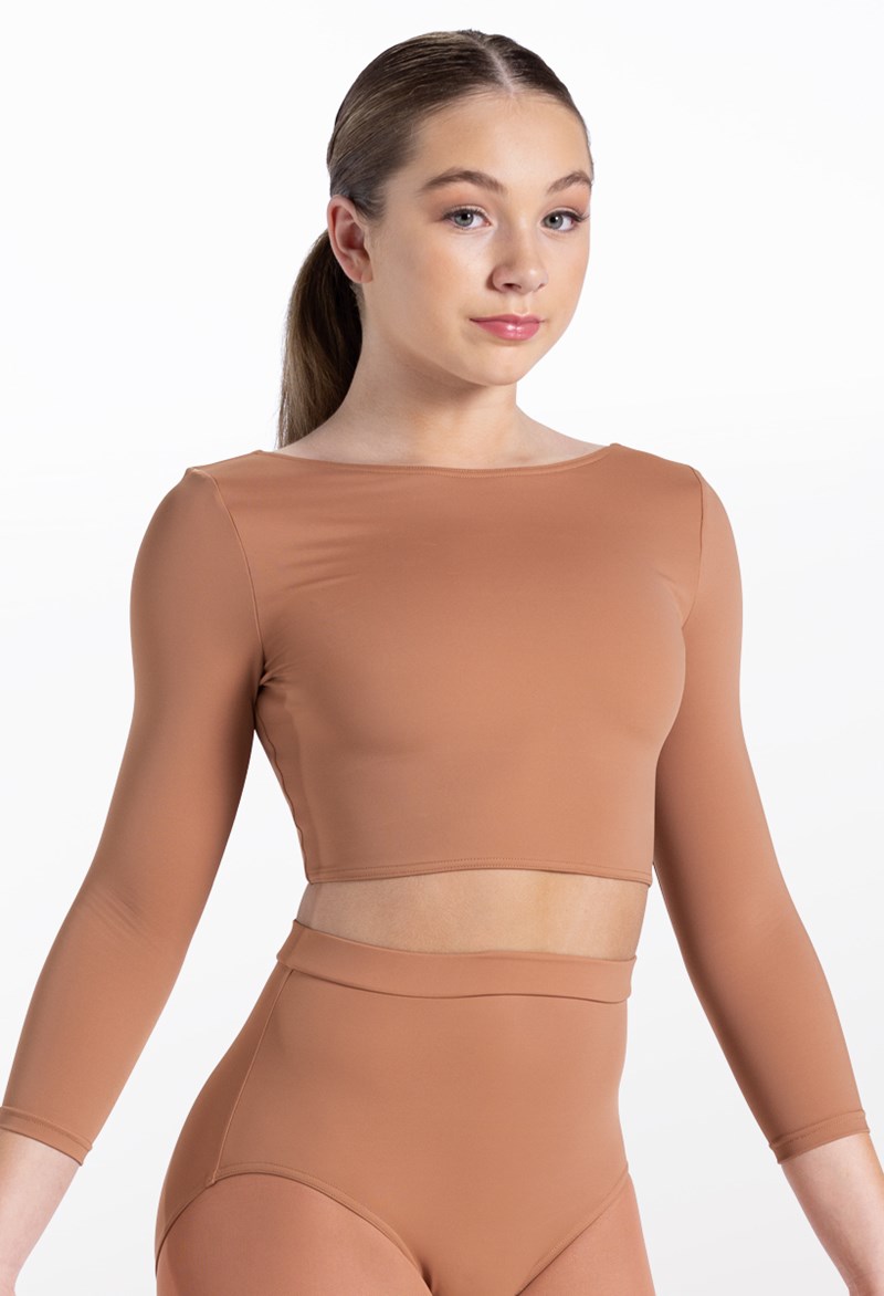 Dance Tops - Boat Neck Crop Top - WARM SAND - Medium Adult - MT12224