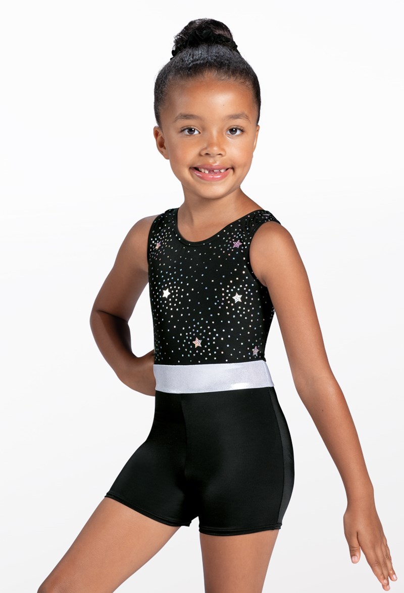 Gymnastic Leotards - Stardust Biketard - Black - Large Child - MT12313