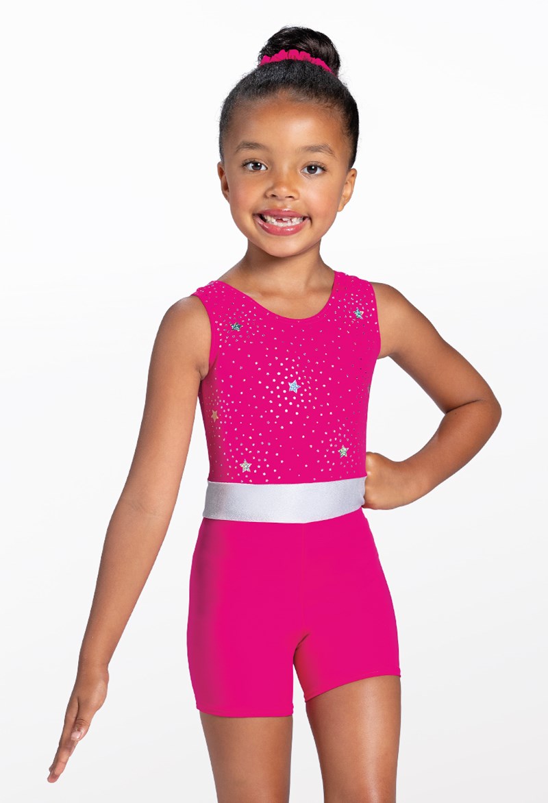 Gymnastic Leotards - Stardust Biketard - Lipstick - Intermediate Child - MT12313 Gymnastic Leotards - Stardust Biketard - Lipstick - Intermediate Child - MT12313