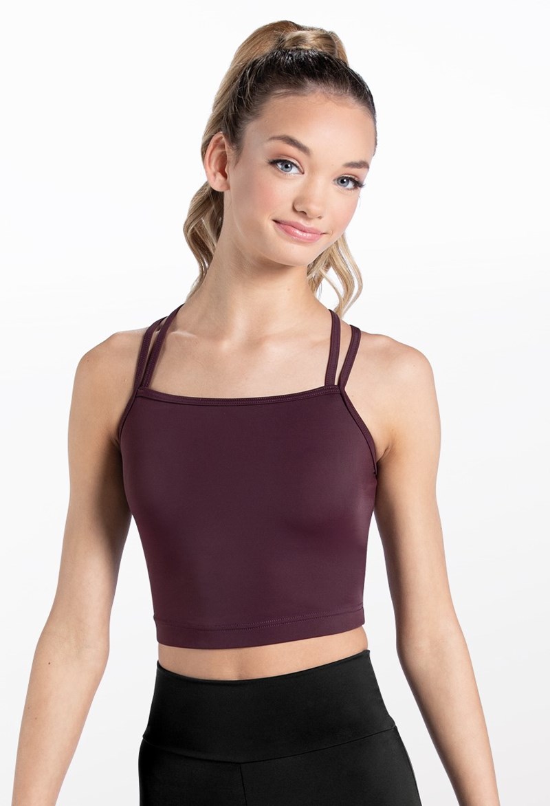 Dance Tops - Strappy Camisole Crop Top - RAISIN - Large Adult - MT13107