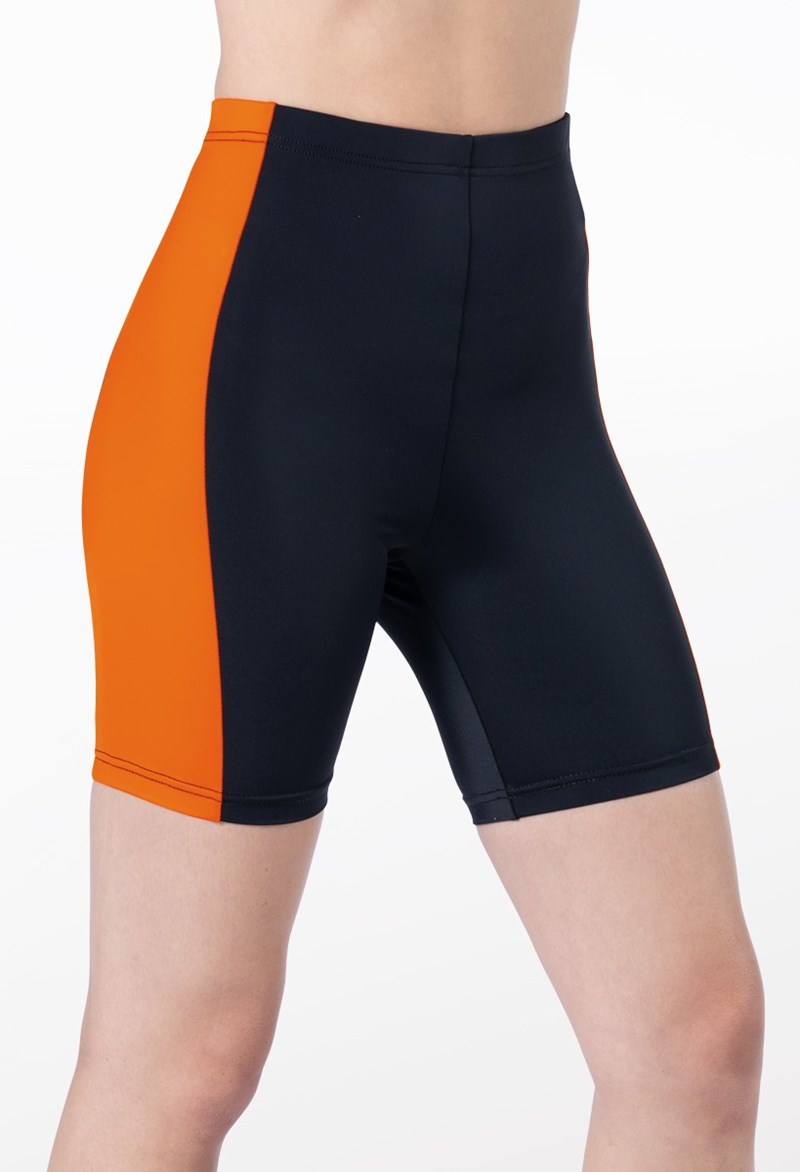 Dance Shorts - Bold Side Stripe Bike Shorts - EMBER - Medium Adult - MT13149