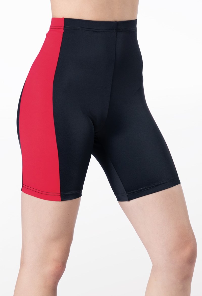 Dance Shorts - Bold Side Stripe Bike Shorts - Red - Medium Adult - MT13149
