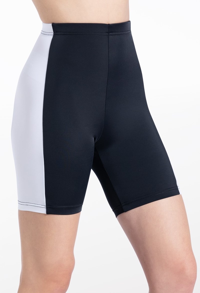 Dance Shorts - Bold Side Stripe Bike Shorts - White - Medium Child - MT13149 Dance Shorts - Bold Side Stripe Bike Shorts - White - Medium Child - MT13149