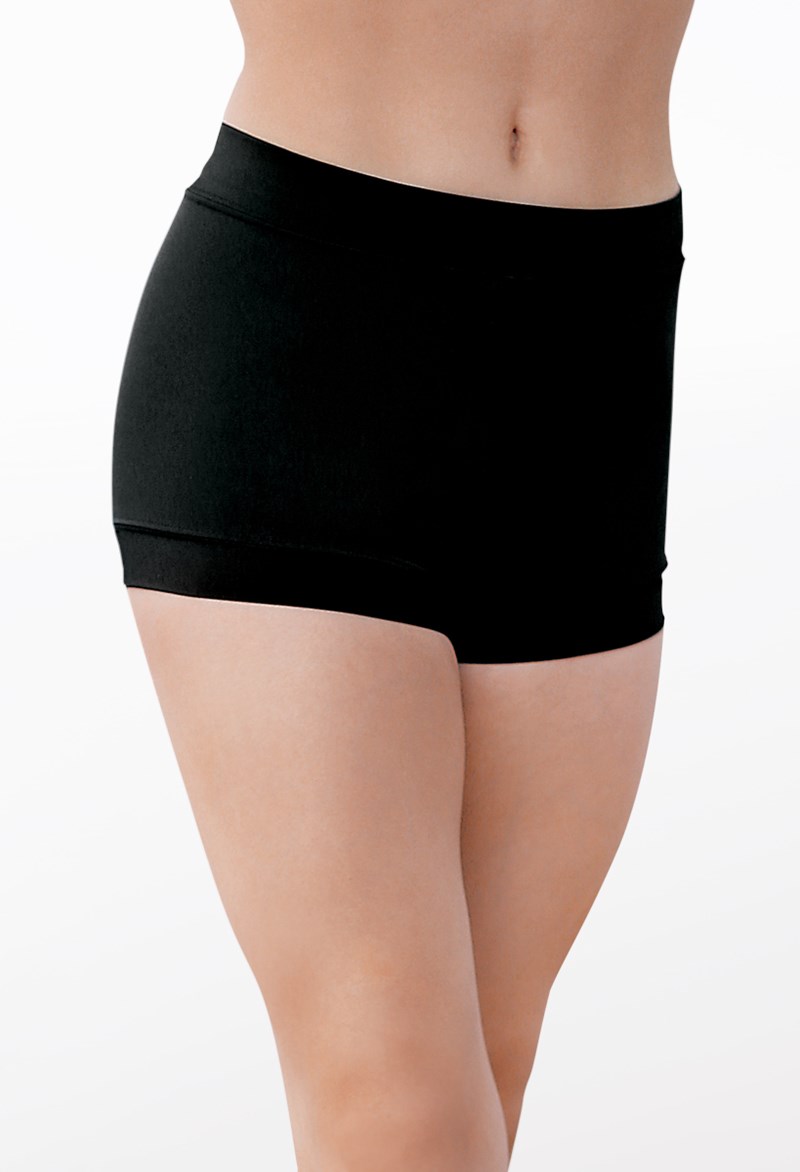 Dance Shorts - Banded Bottom Booty Shorts - Black - Small Adult - MT2893