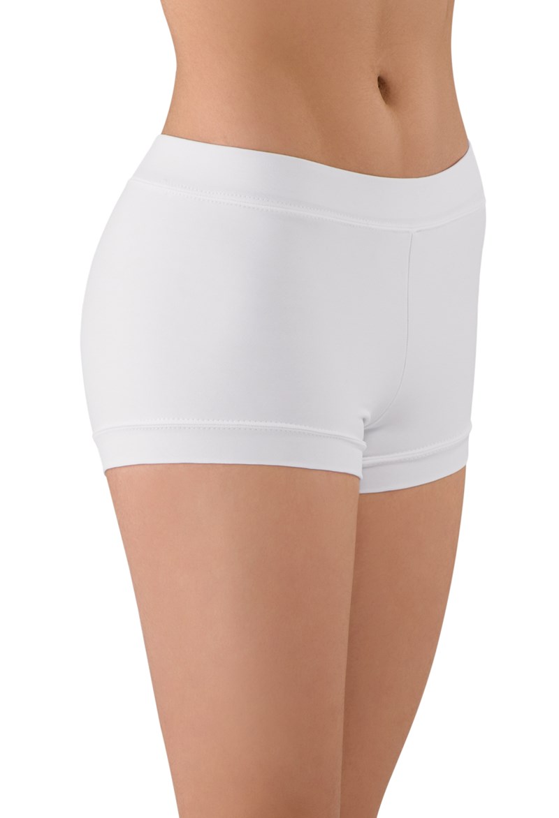 Dance Shorts - Banded Bottom Booty Shorts - White - Small Child - MT2893