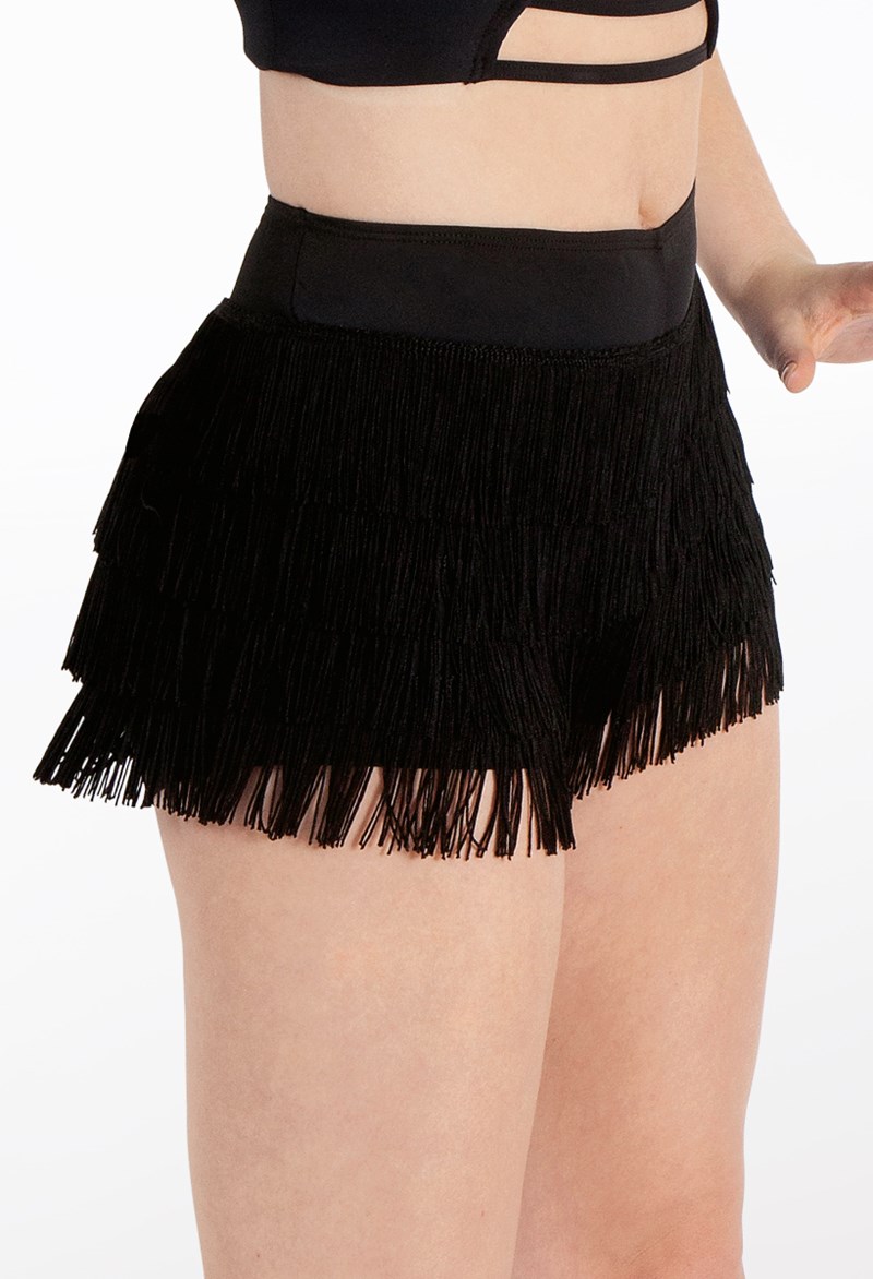 Dance Shorts - Fringe Shorts - Black - Large Adult - MT3228
