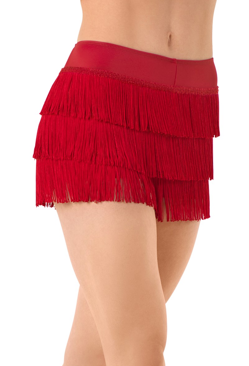 Dance Shorts - Fringe Shorts - Red - Small Adult - MT3228