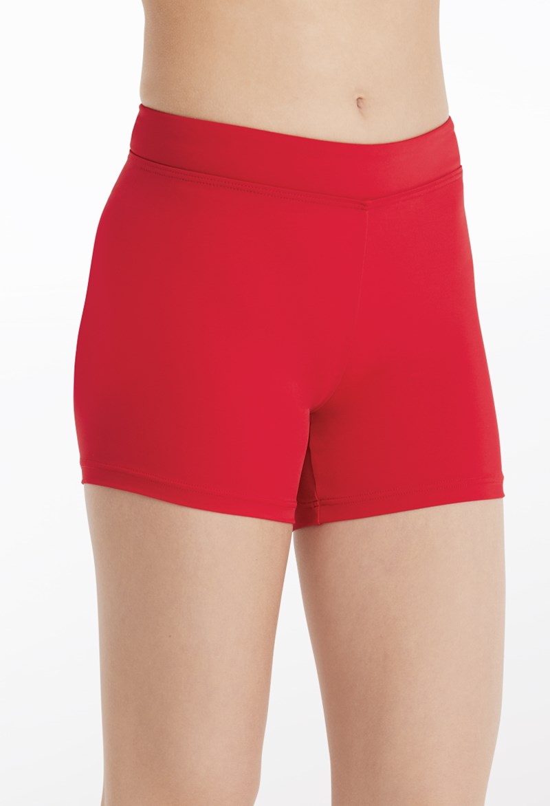 Dance Shorts - Longer Length Shorts - Red - Extra Large Adult - MT3485N