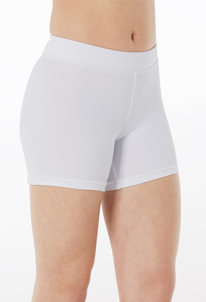 Dance Shorts - Longer Length Shorts - White - Large Child - MT3485N