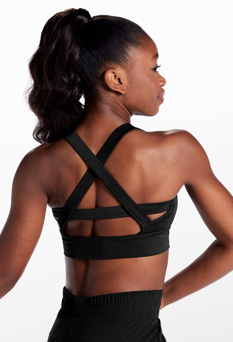 Dance Tops - Crisscross Back Bra Top - Black - Intermediate Child - MT7766