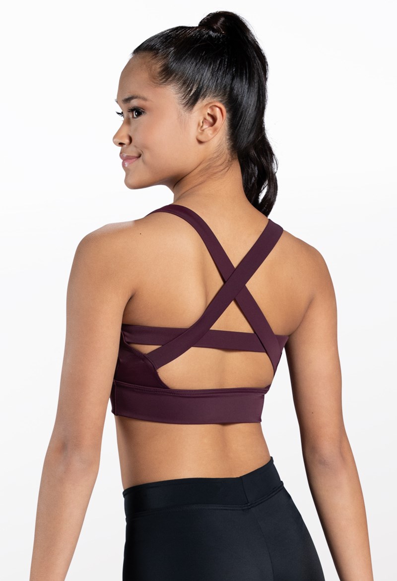 Dance Tops - Crisscross Back Bra Top - RAISIN - Extra Small Adult - MT7766