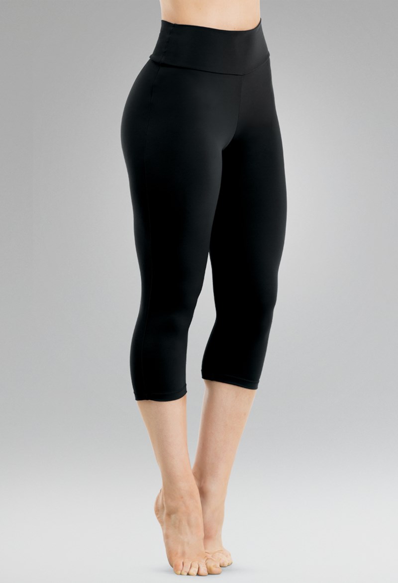 Dance Leggings - Mid Waist Capri Leggings - Black - Large Adult - MT9061