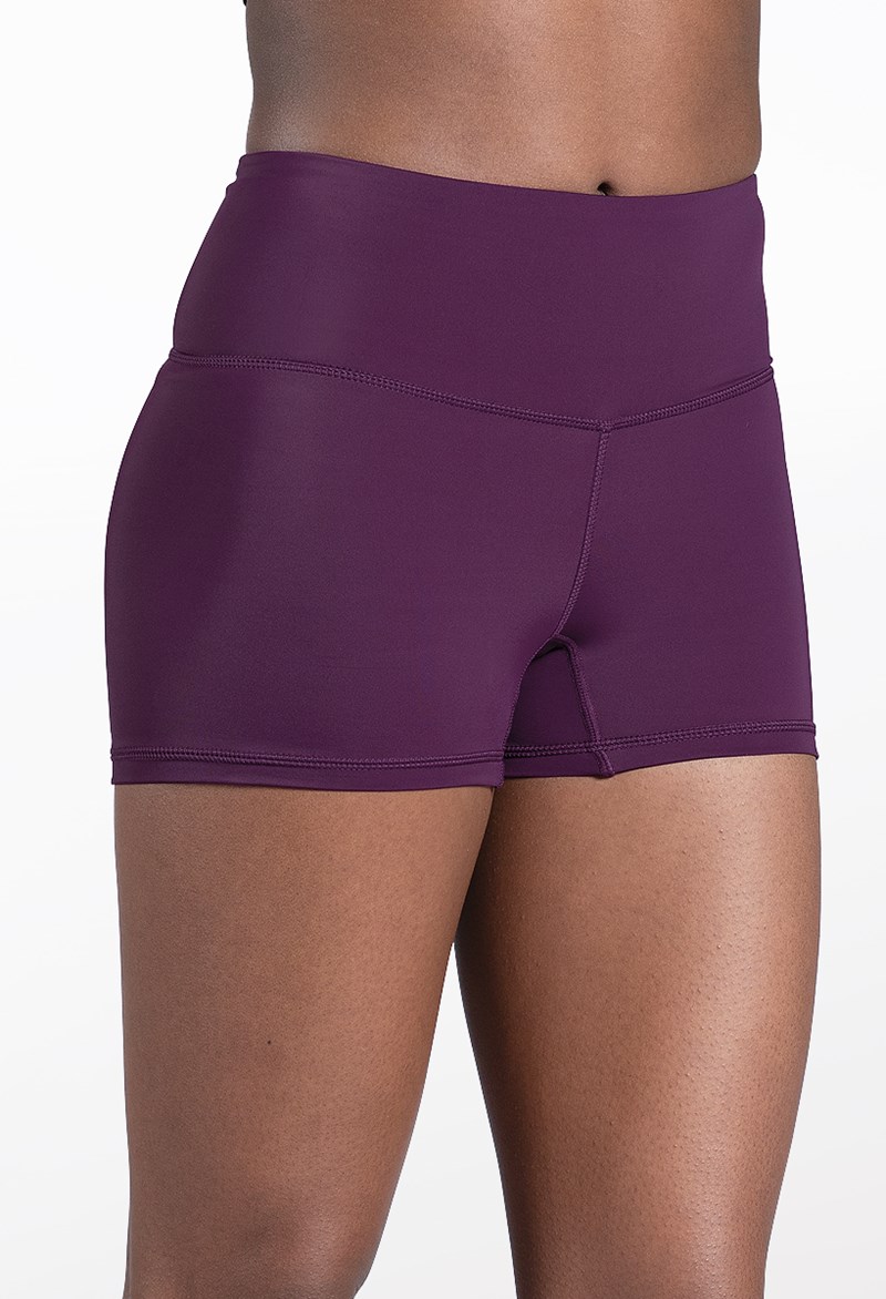 Dance Shorts - Wide Waist Mid-Rise Shorts - Eggplant - Small Adult - MT9193